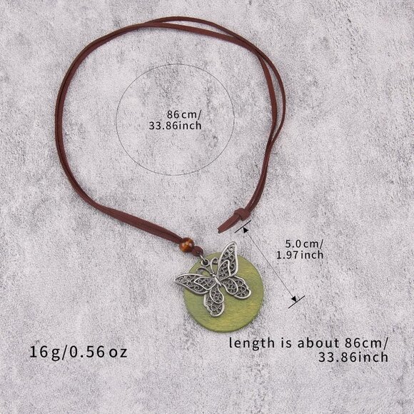 Bohemian Y Choker Necklace: Lightweight Leather and Wood for Unique Style - Picture 7 of 8